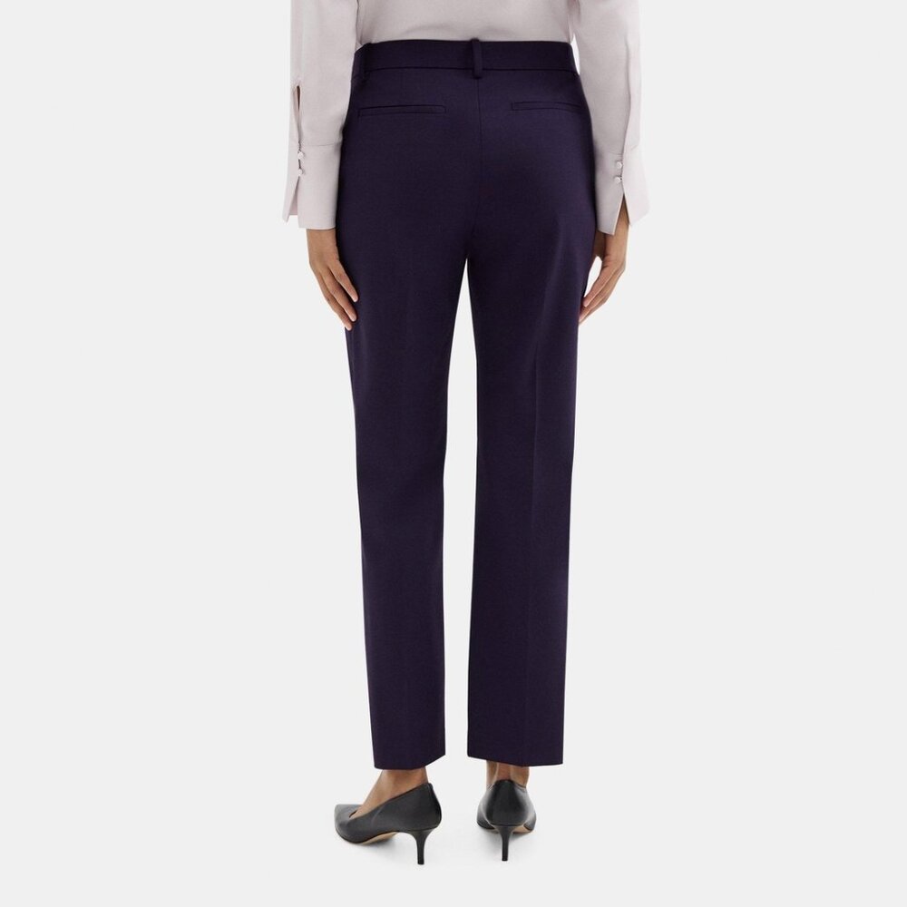 NWT Theory Cropped Ankle Pant in Sevona Stretch Wool - Navy (Size 12)
